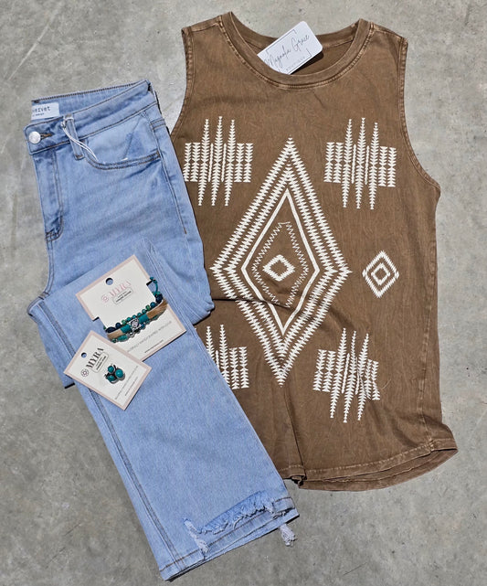 Tribal Aztec Boho Graphic Tank Top