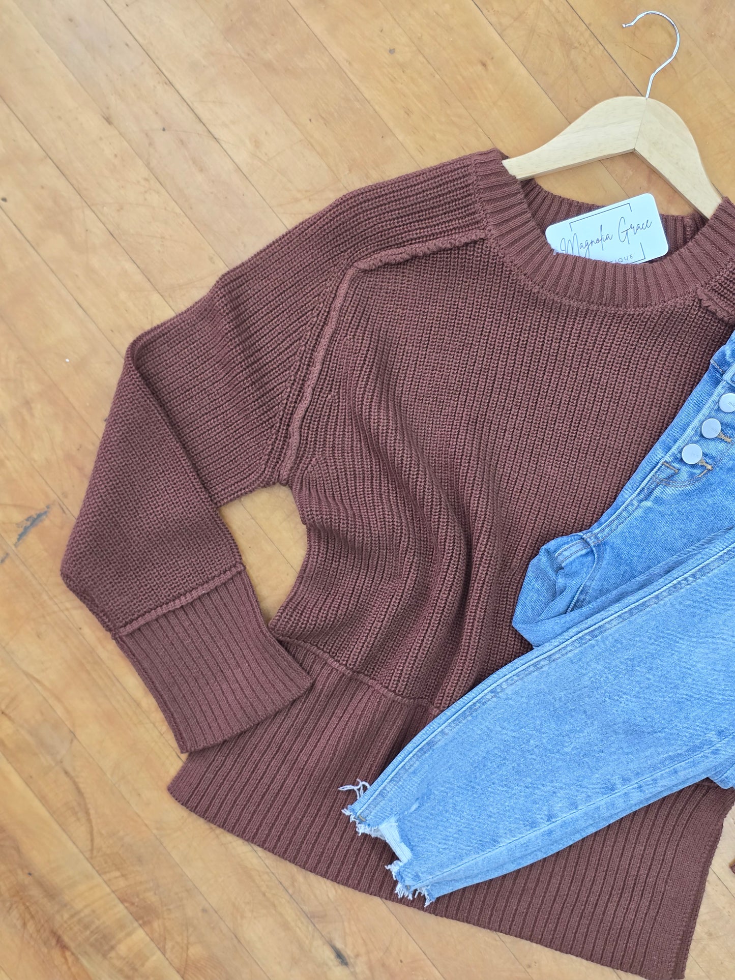 Raglan Side Slit Long Sleeve