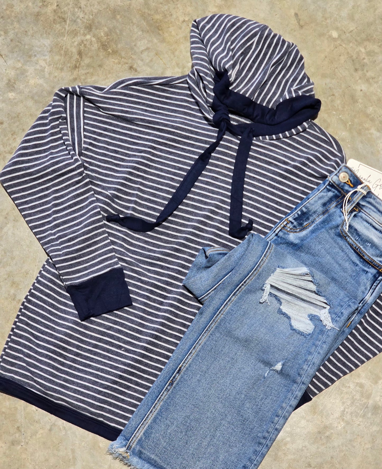 Stripped French Terry Hoodie