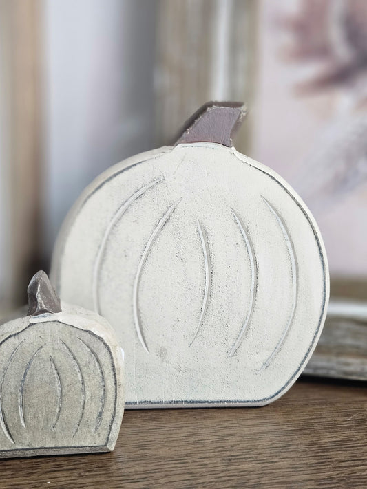White Wooden Pumpkin Sitter