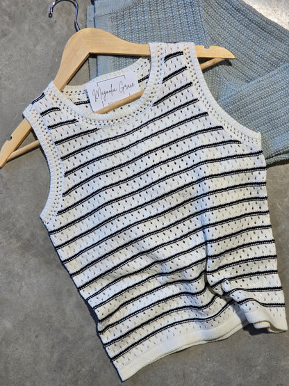 Chunky Knit, Striped Sweater Tank
