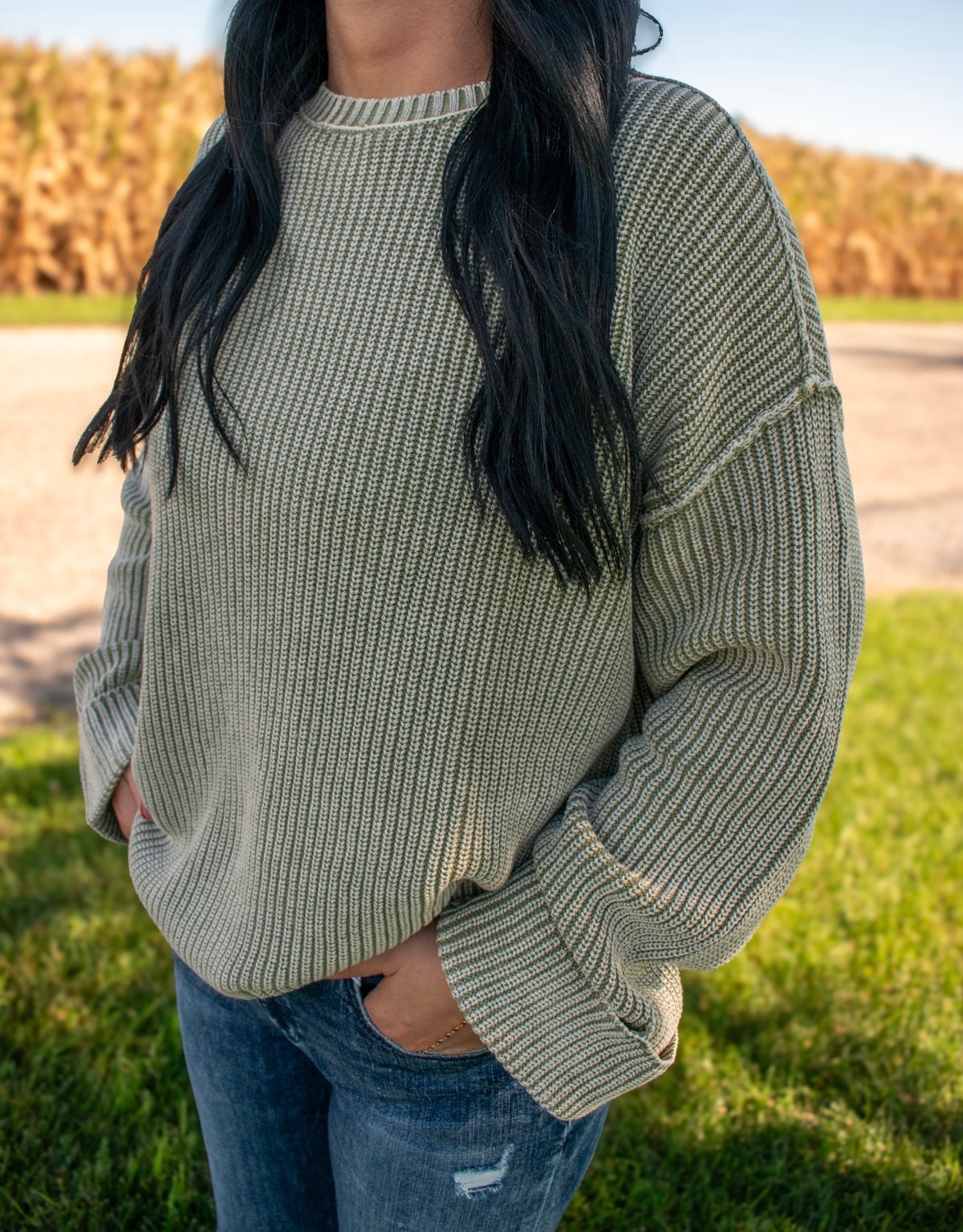 Washed Ribbed Long Sleeve