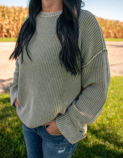 Washed Ribbed Long Sleeve