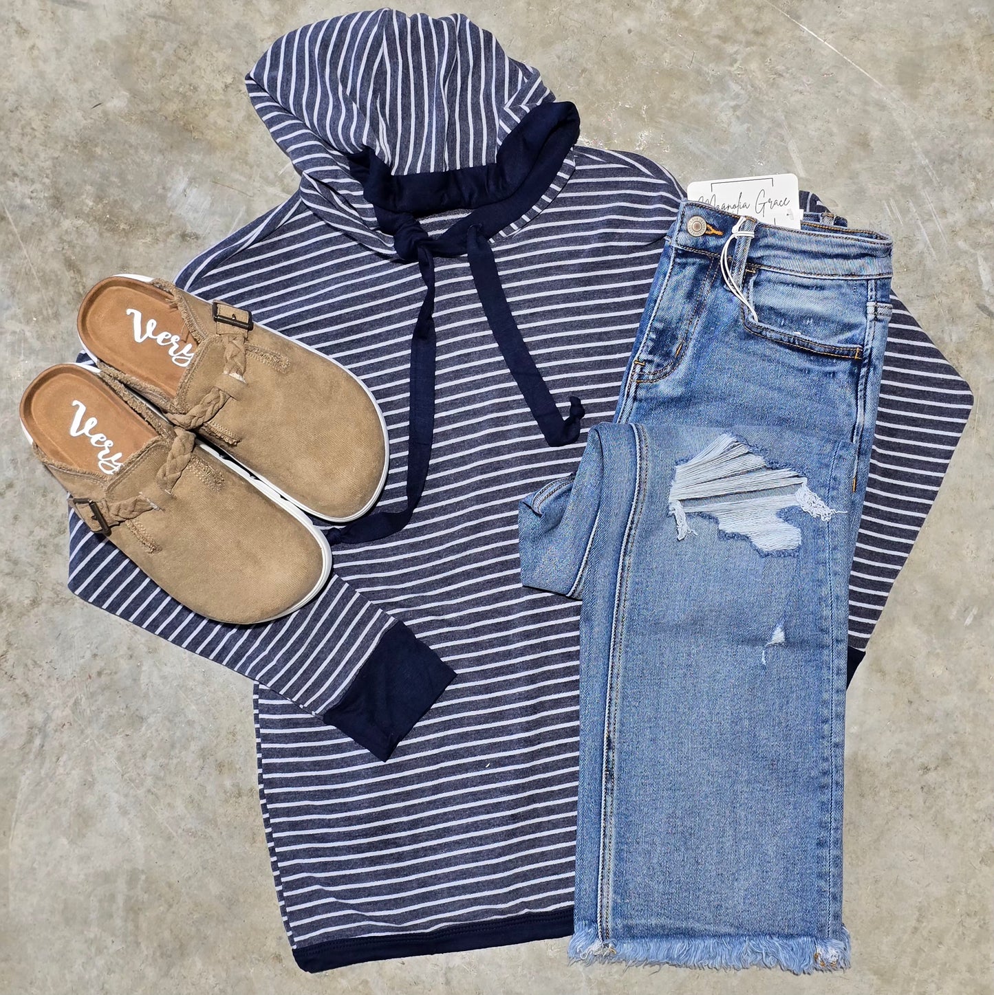 Stripped French Terry Hoodie