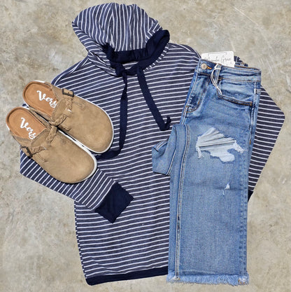 Stripped French Terry Hoodie