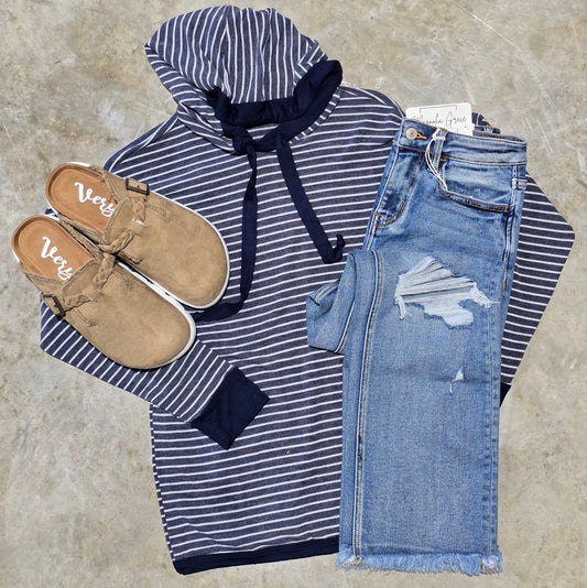 Stripped French Terry Hoodie