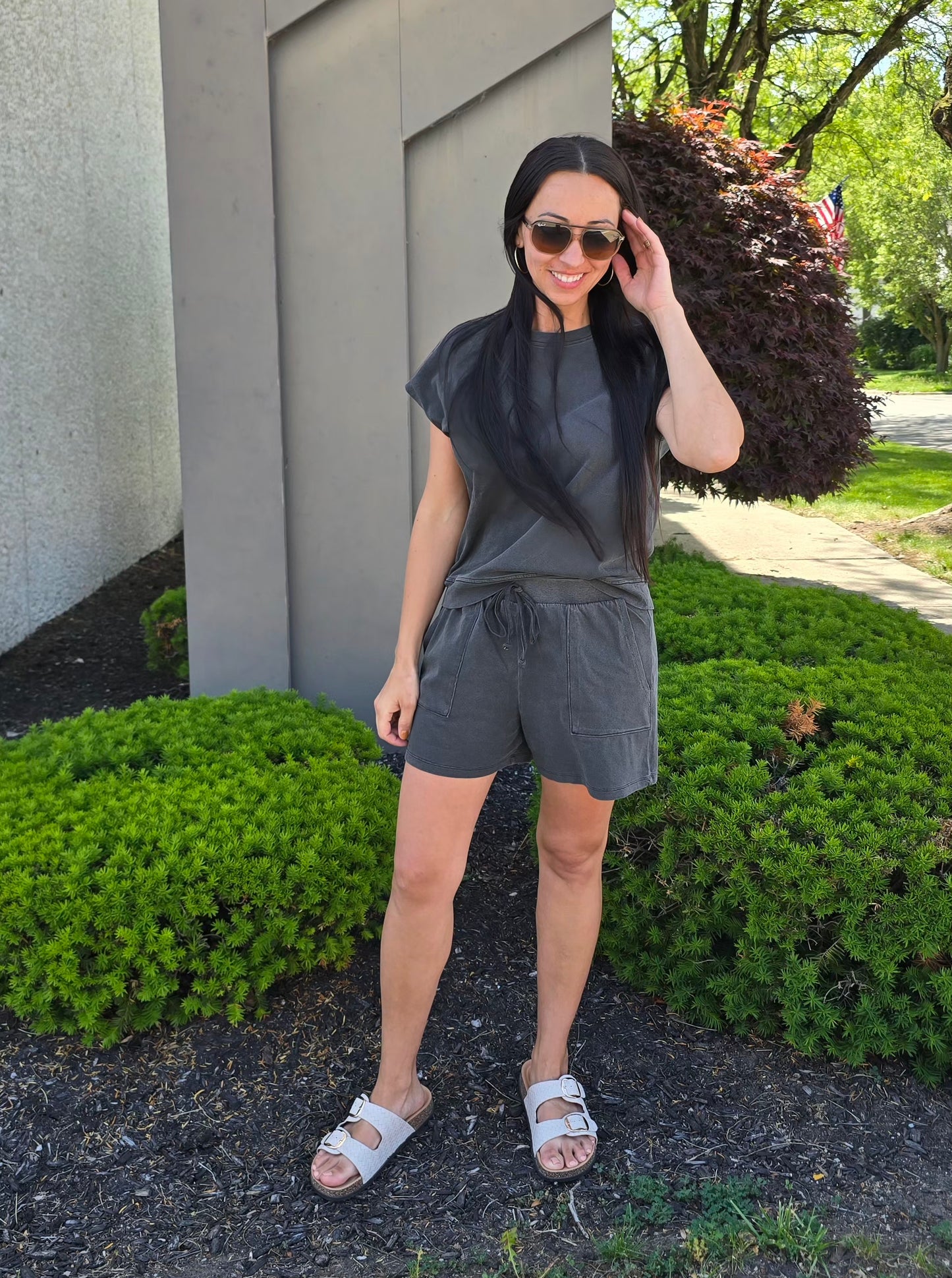 Sleeveless Crew Neck Top and Shorts Set