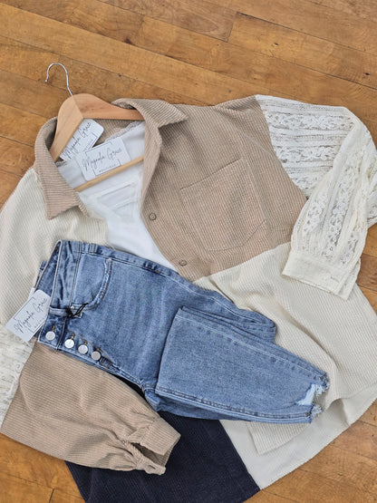 Colorblock Lace Detail