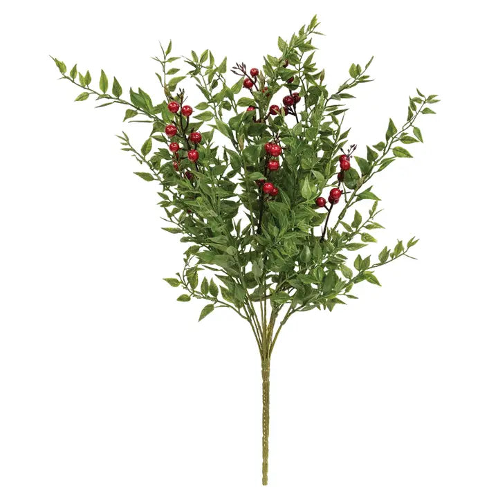 19" Ruscus & Berries Bush