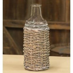 Seagrass Glass Bottle 7.5"