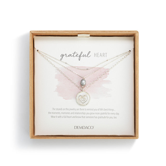 Grateful Heart Mother of Peral Necklace