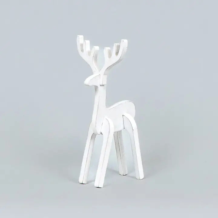 Small White Wood Reindeer