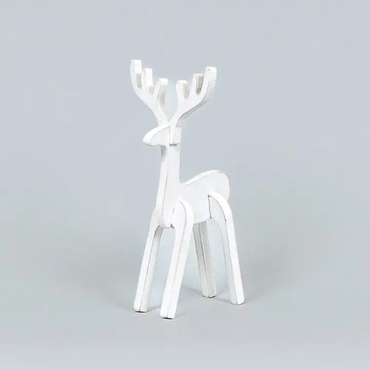 Small White Wood Reindeer